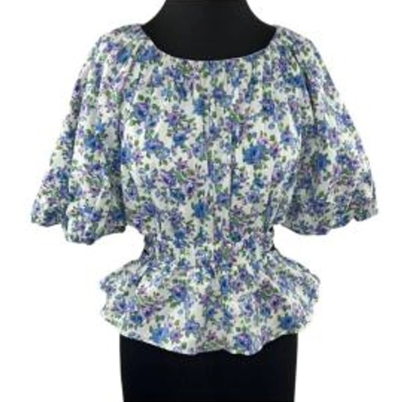 TALULAH Vibrant Floral Blouse with Puff Sleeves size Small - Picture 9 of 10